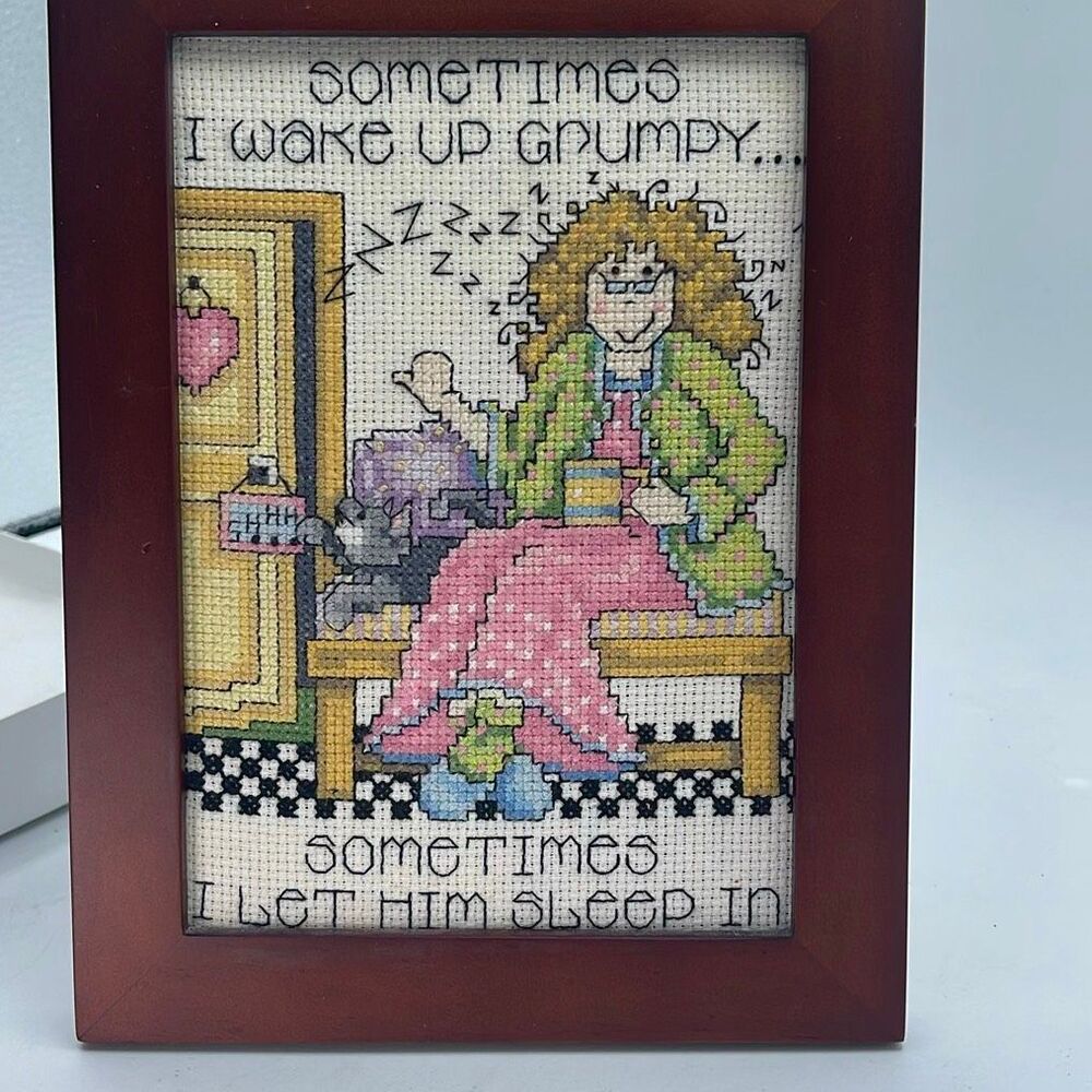 Vintage Joan Elliot “ Sometimes I wake up Grumpy” cross stitch. - Picture 1 of 6